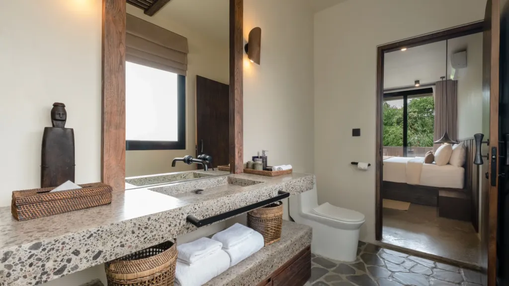 Bedroom 1 ensuite bathroom at Villa Jaxé, a 5-bedroom private-pool villa in Bingin, Bali