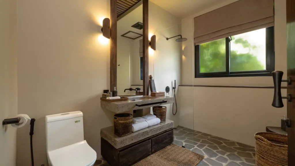 Bedroom 3 ensuite bathroom at Villa Jaxé, a 5-bedroom private-pool villa in Bingin, Bali