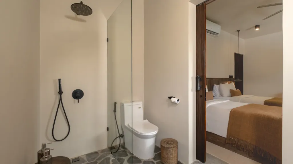 Bedroom 4 ensuite bathroom at Villa Jaxé, a 5-bedroom private-pool villa in Bingin, Bali