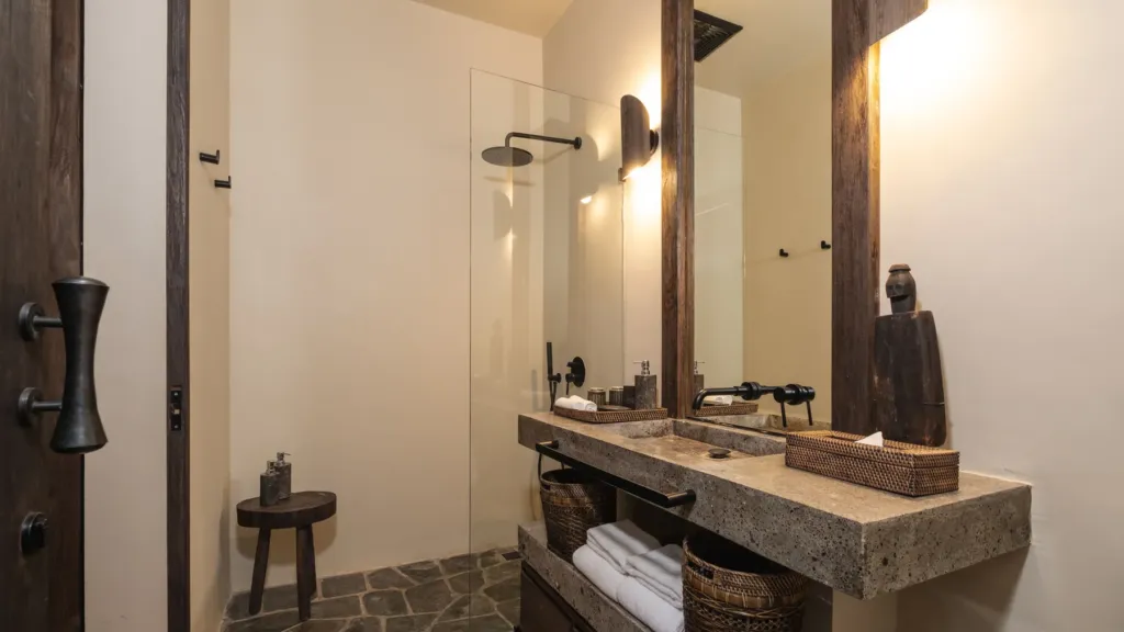 Bedroom 5 ensuite bathroom at Villa Jaxé, a 5-bedroom private-pool villa in Bingin, Bali