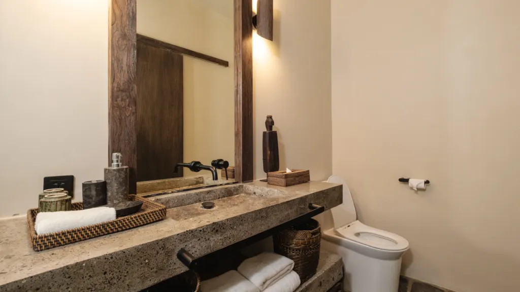 Bedroom 5 ensuite bathroom at Villa Jaxé, a 5-bedroom private-pool villa in Bingin, Bali