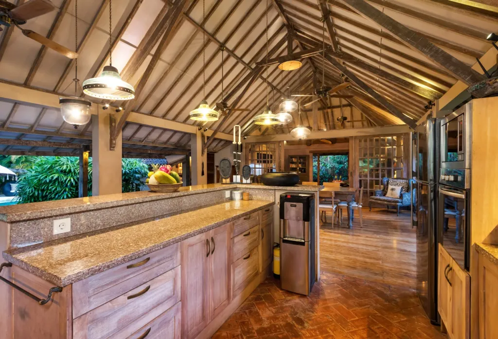 Kitchen counter and breakfast bar at Villa Koyama