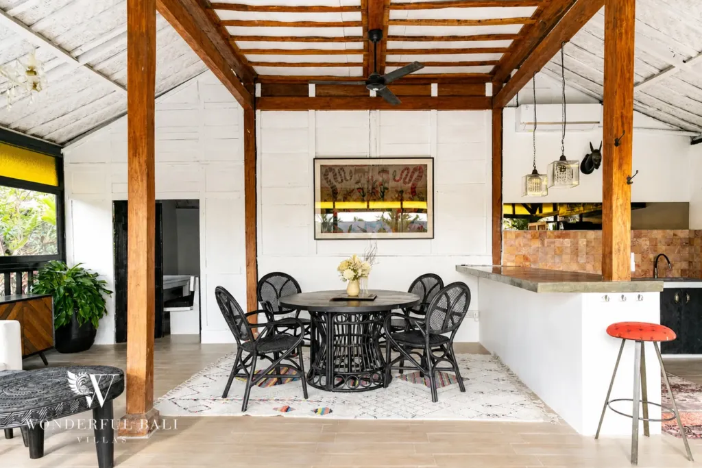 3BR villa for rent in Berawa, Canggu — kitchen, open-plan kitchen and dining area