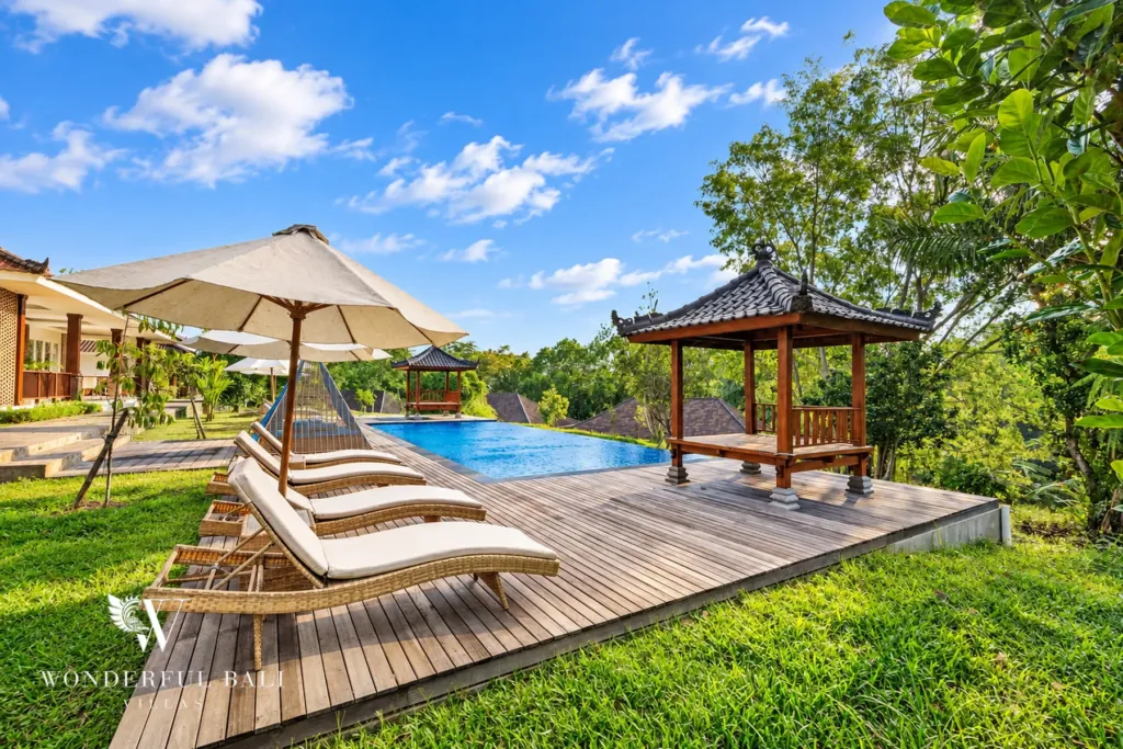 2BR villa for rent in Kaba-Kaba, Bali — pool, gazebo beside the shared pool