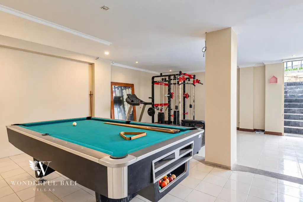 5BR villa for sale in Pererenan — billiard table and home gym in the basement