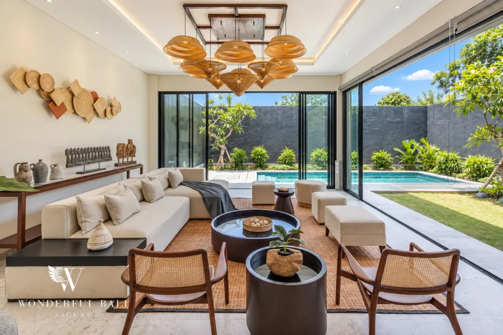 3BR villa for rent in Ungasan, Uluwatu — living room, air-conditioned living area with sofas