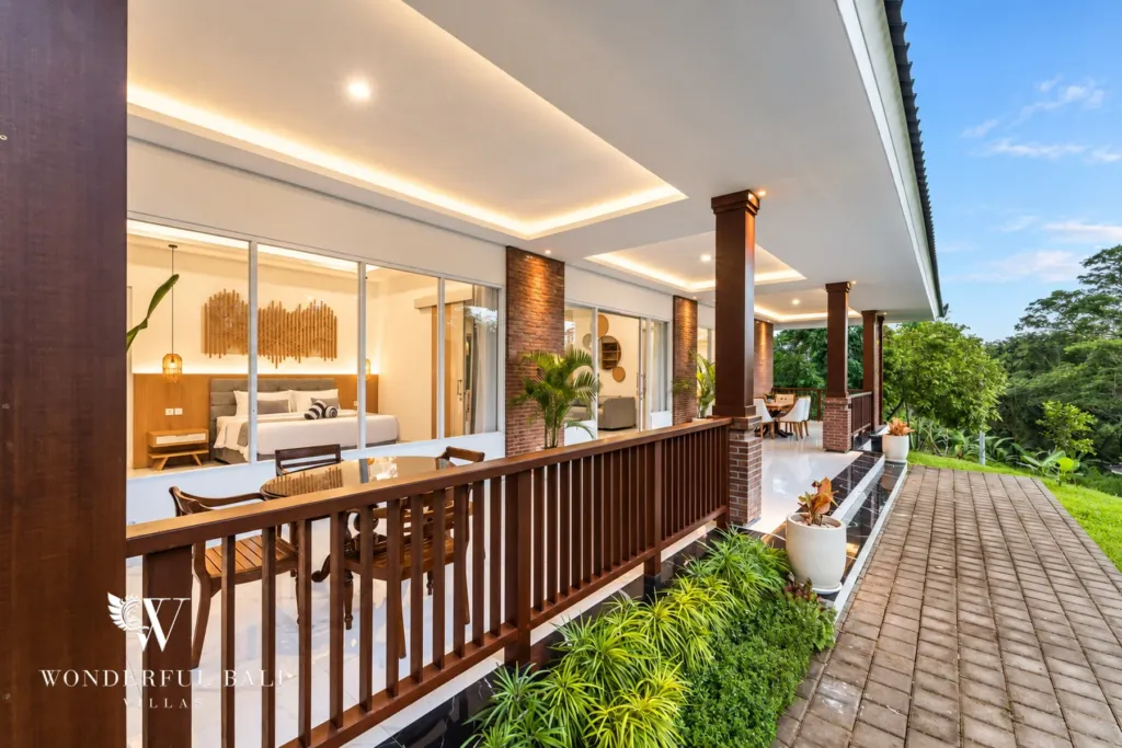 2BR villa for rent in Kaba-Kaba, Bali — terrace, covered veranda running along the front of the villa