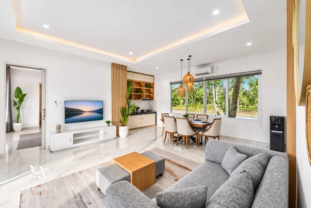 2BR villa for rent in Kaba-Kaba, Bali — living room, enclosed air-conditioned living room