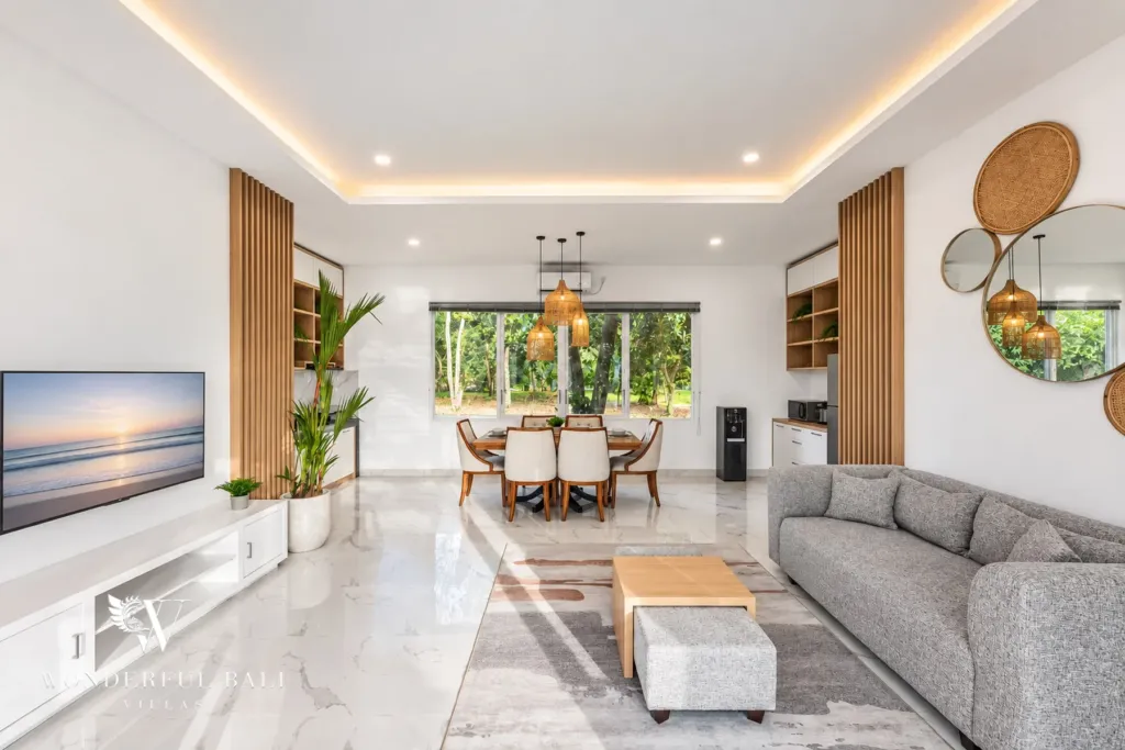 2BR villa for rent in Kaba-Kaba, Bali — living room, the living area from the far side
