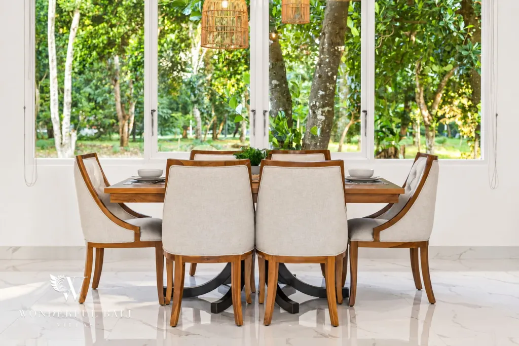 2BR villa for rent in Kaba-Kaba, Bali — living room, dining table set for six