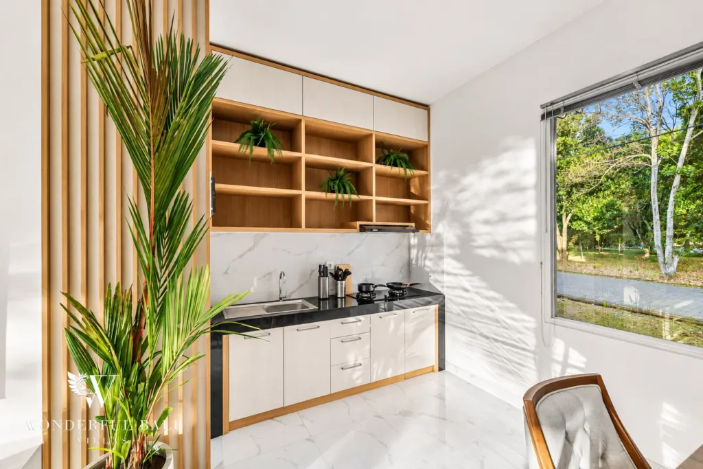 2BR villa for rent in Kaba-Kaba, Bali — kitchen, cabinetry and appliances in the kitchen