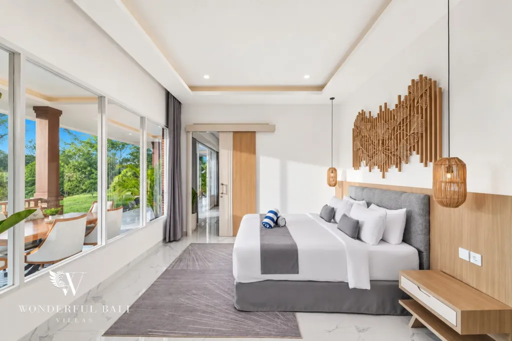 2BR villa for rent in Kaba-Kaba, Bali — bedroom, bedroom looking through to the lounge
