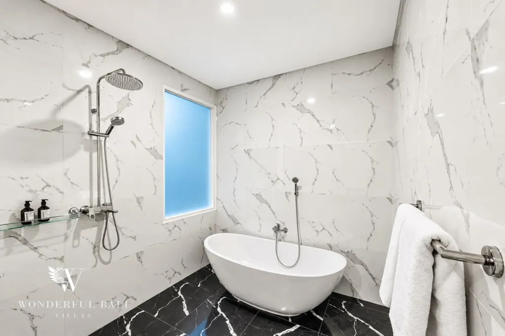 2BR villa for rent in Kaba-Kaba, Bali — bathroom, en-suite bathroom with a bathtub