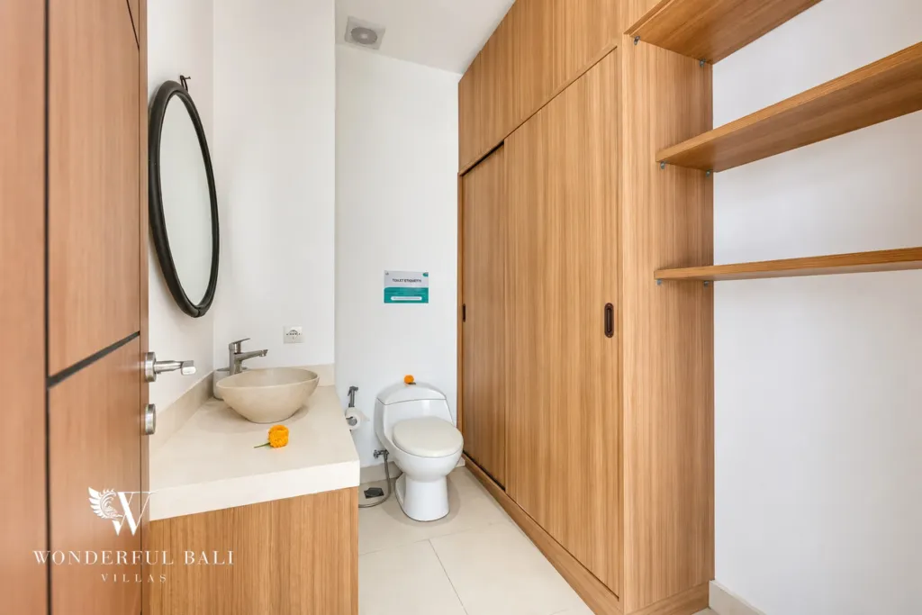3BR villa in Berawa, Canggu, Bali — bathroom, guest bathroom with a stone basin