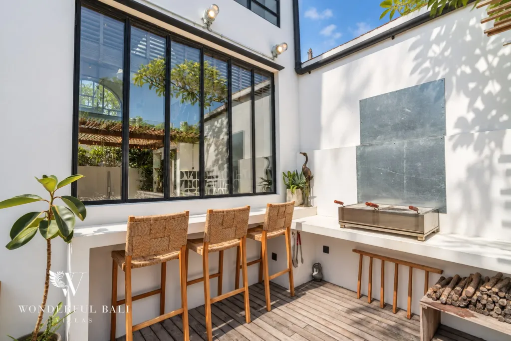 3BR villa for sale in Berawa — terrace, outdoor bar counter with stools and a grill