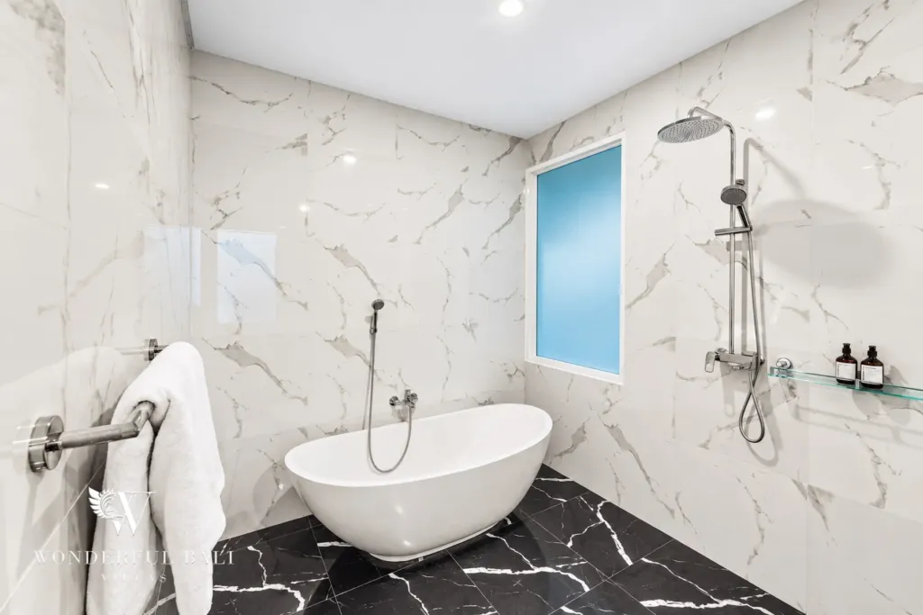 2BR villa for rent in Kaba-Kaba, Bali — bathroom, walk-in shower in the en-suite