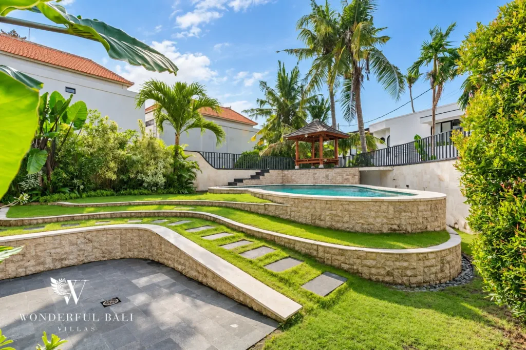 5BR villa for sale in Pererenan — terraced garden with pool and gazebo
