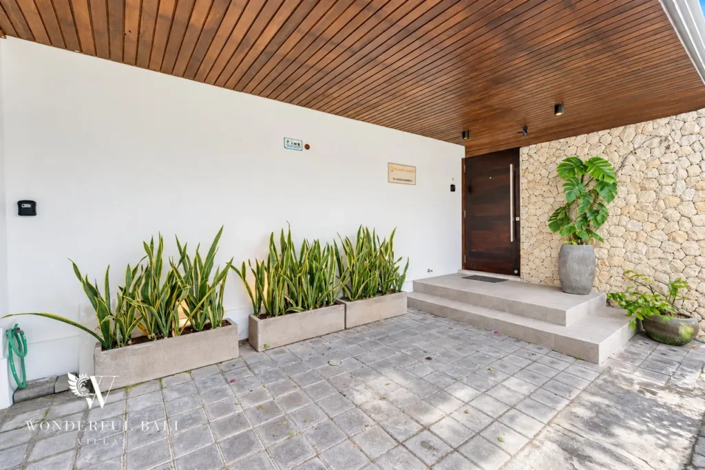 3BR villa in Berawa, Canggu, Bali — exterior, covered entrance to the villa