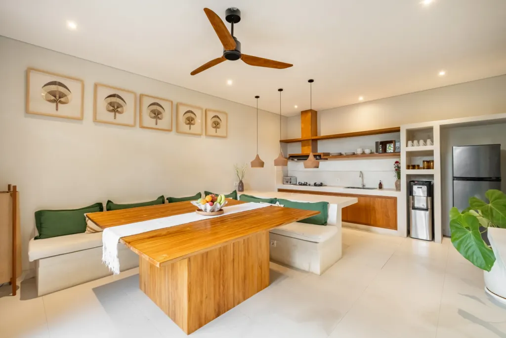 Open-plan living, dining and kitchen under one roof at Villa Reviva