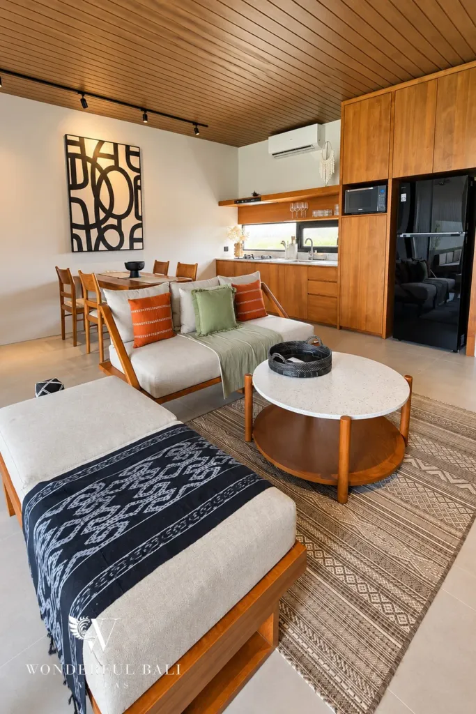 3BR villa long term rental Canggu — open living area and kitchen
