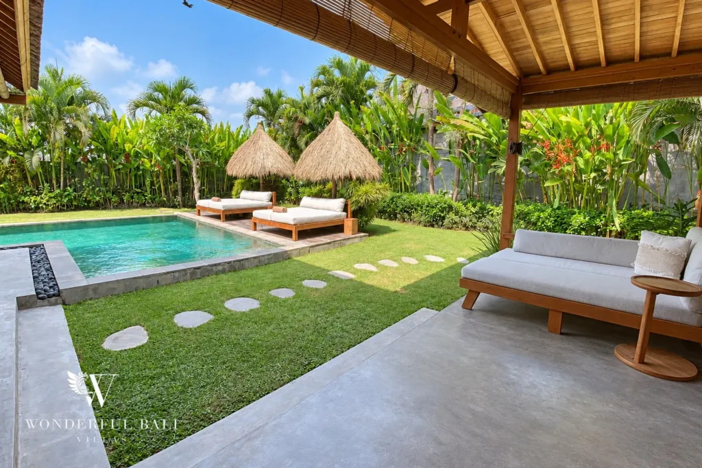 3BR villa Seseh, Canggu — garden-facing terrace