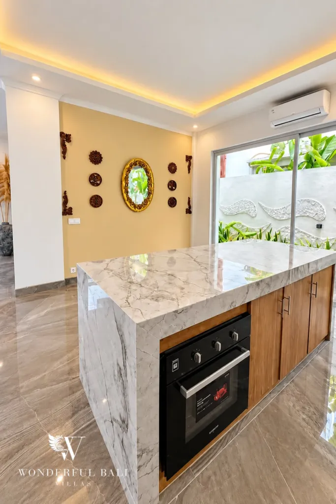 3BR villa for rent in Padonan — marble kitchen island with built-in oven