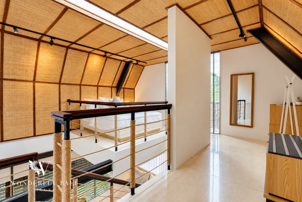 4BR villa for sale in Canggu — loft landing under a bamboo ceiling
