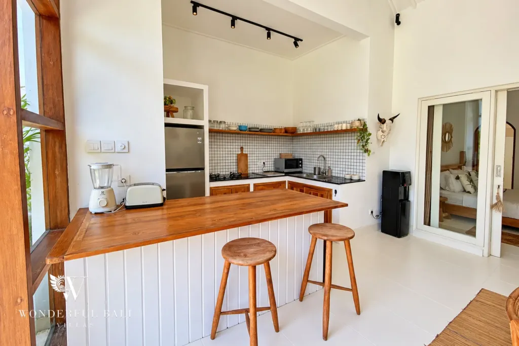 2BR villa Berawa, Canggu — kitchen breakfast bar