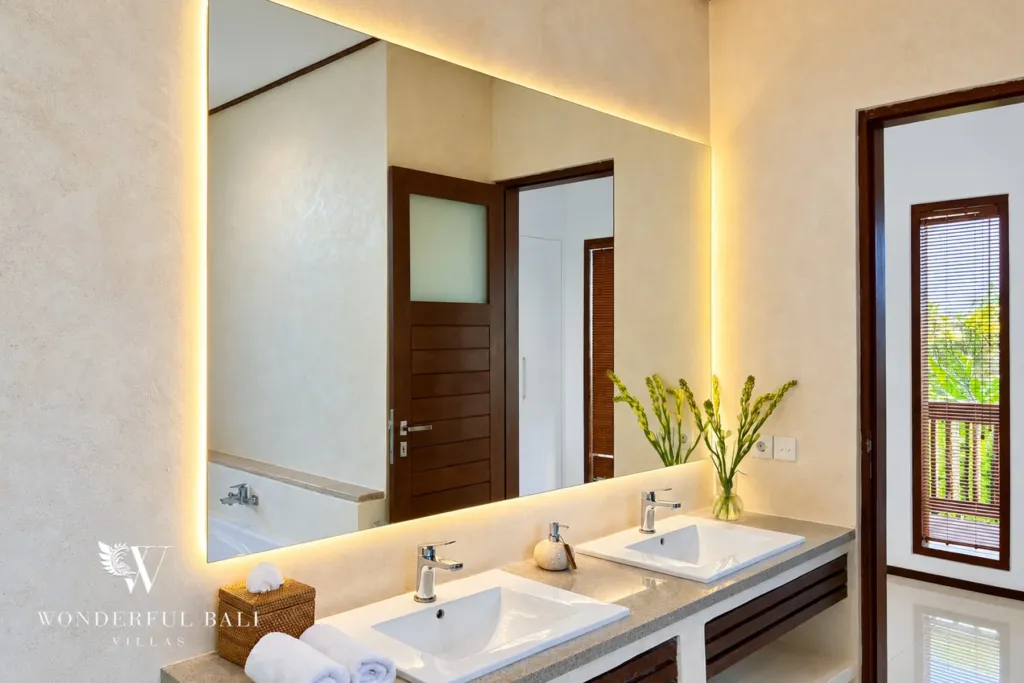 3BR villa Berawa, Canggu — bathroom with double vanity