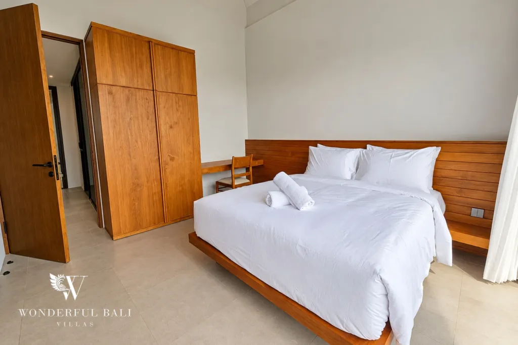 3BR villa long term rental Canggu — bedroom with built-in wardrobe