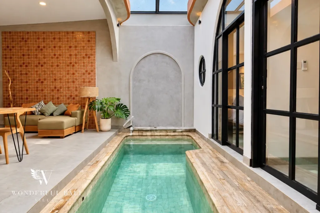 2BR villa for sale in Sanur — pool courtyard next to the open living room