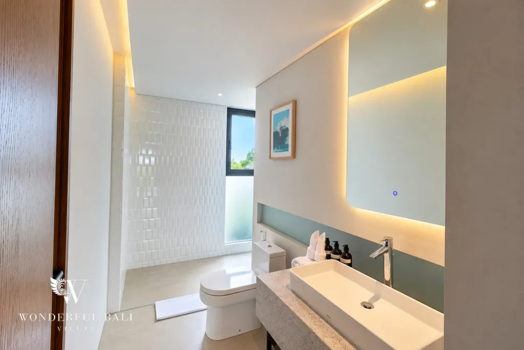 3BR villa long term rental Canggu — bathroom with vessel basin
