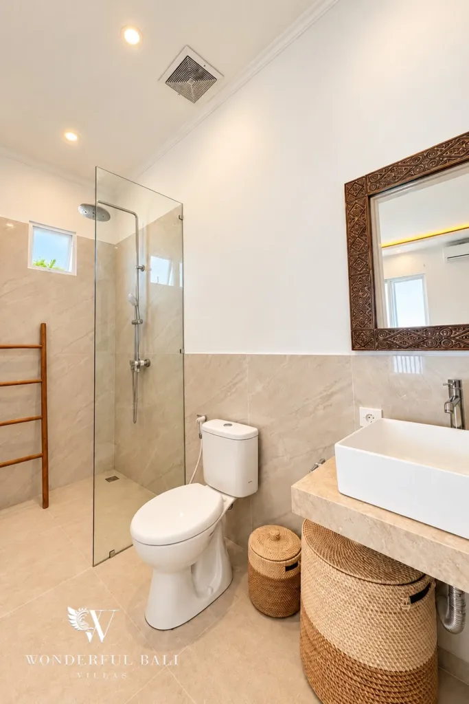 3BR villa for rent in Padonan — bathroom vanity with vessel basin