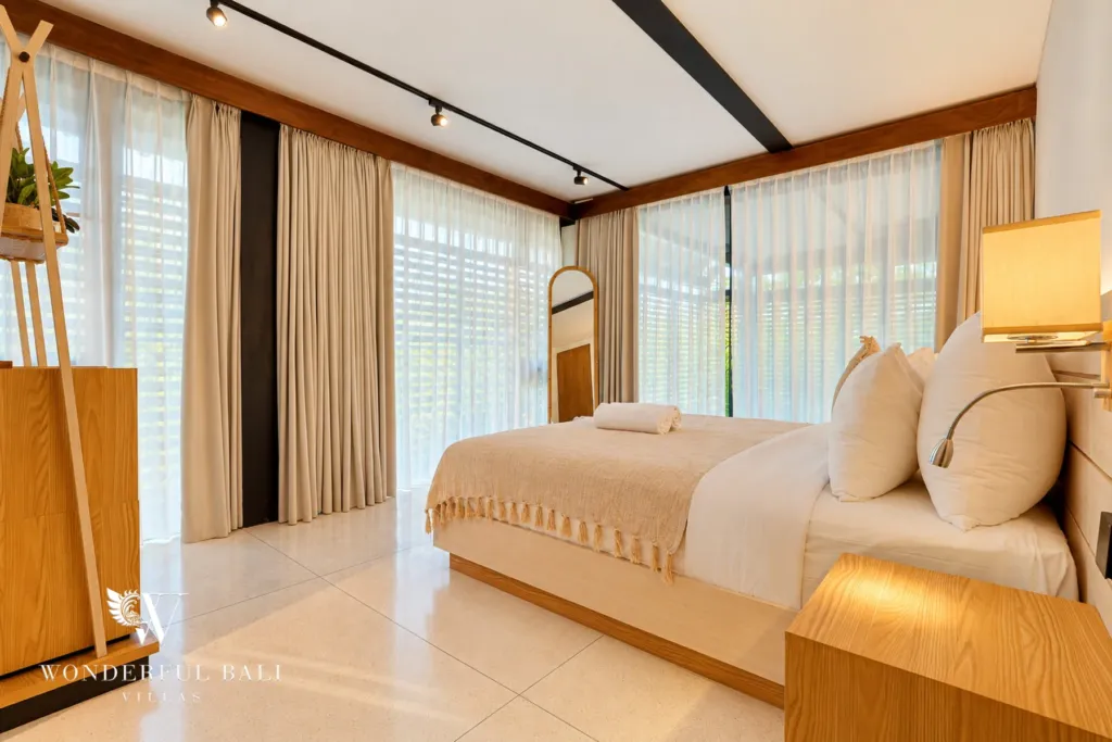 4BR villa for sale in Canggu — bedroom with garden-facing windows
