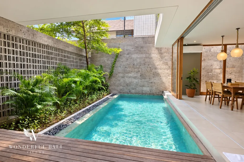 2BR villa long term rental Pererenan — private pool and tropical garden