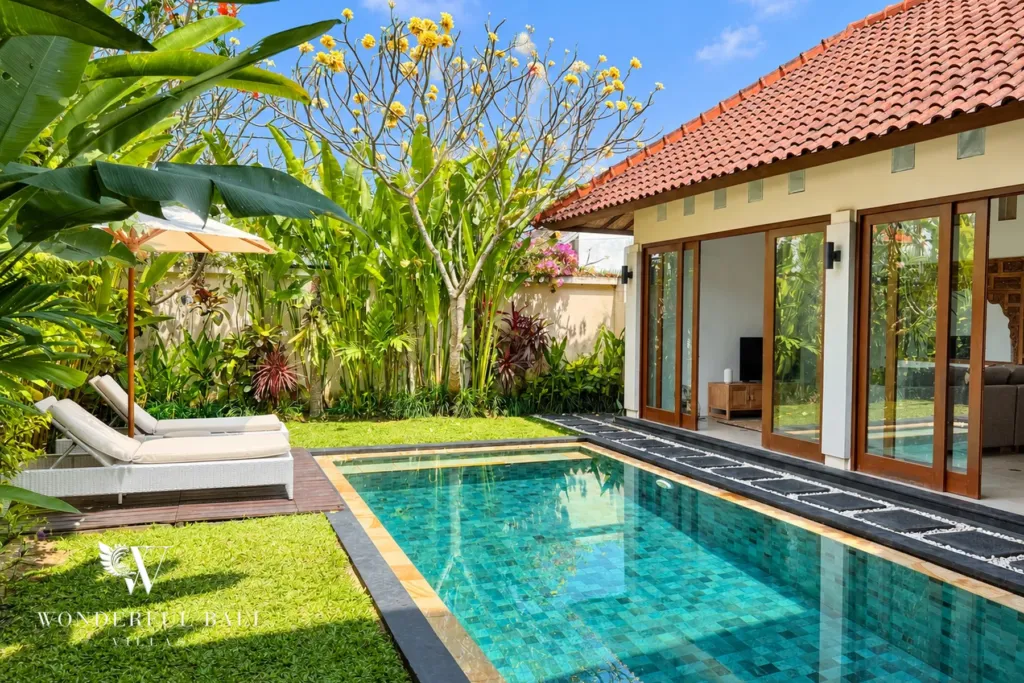 3BR villa Berawa, Canggu — pool and garden view