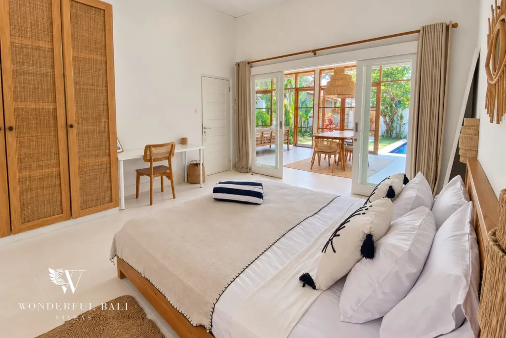 2BR villa Berawa, Canggu — bedroom two with garden view