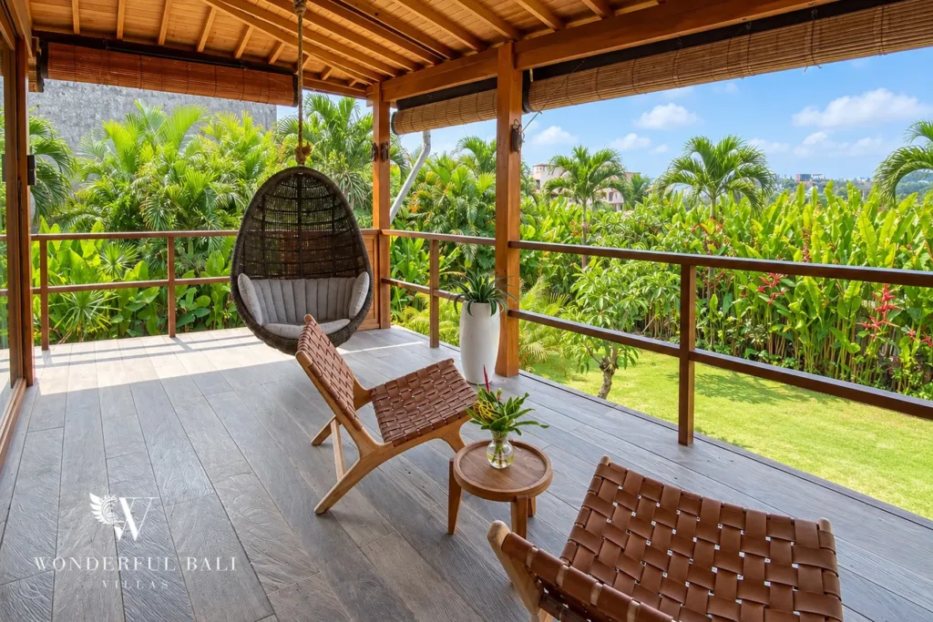 3BR villa Seseh, Canggu — upper terrace seating