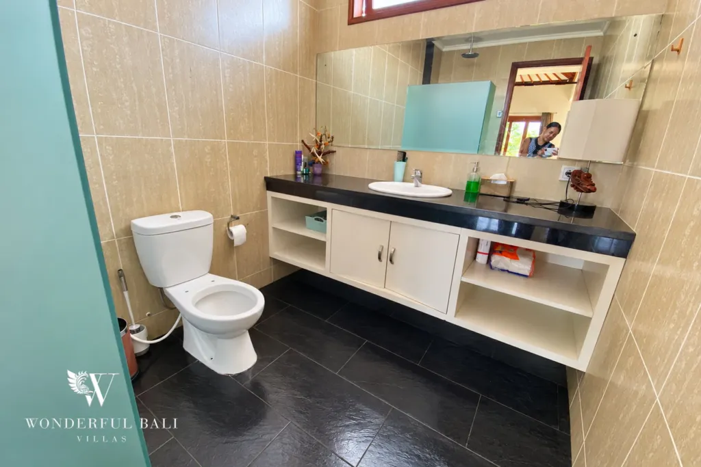 3BR villa for rent in Sanur — bathroom vanity and toilet