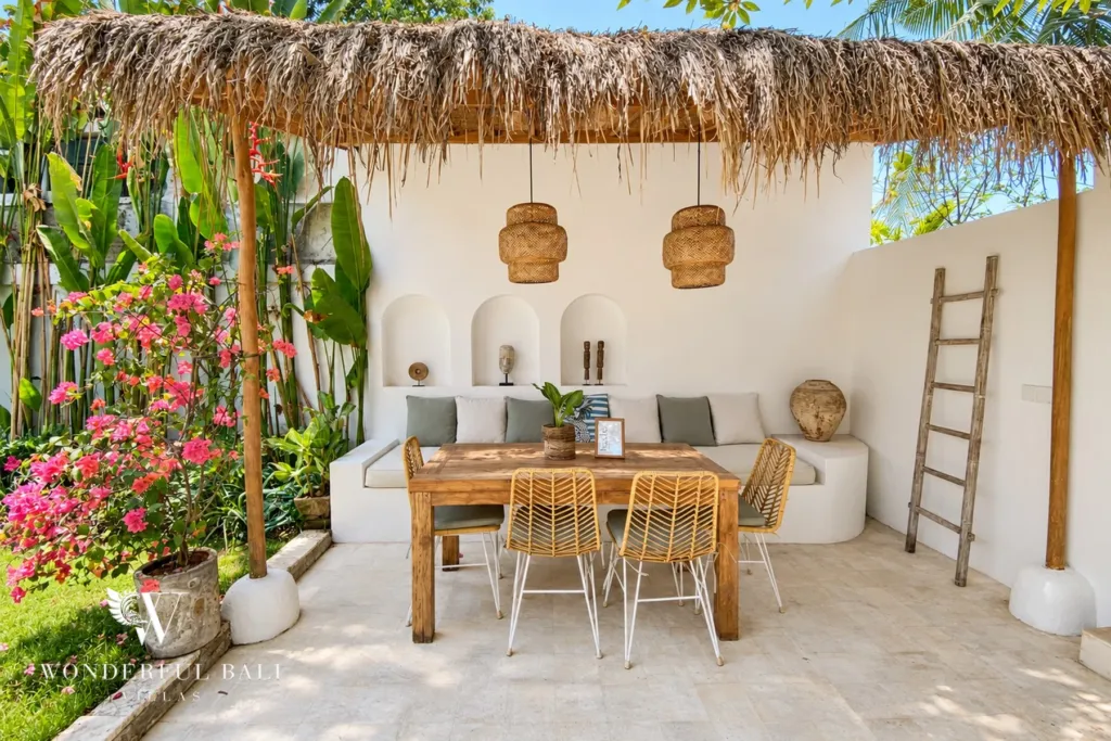 2BR villa Berawa, Canggu — garden dining pavilion