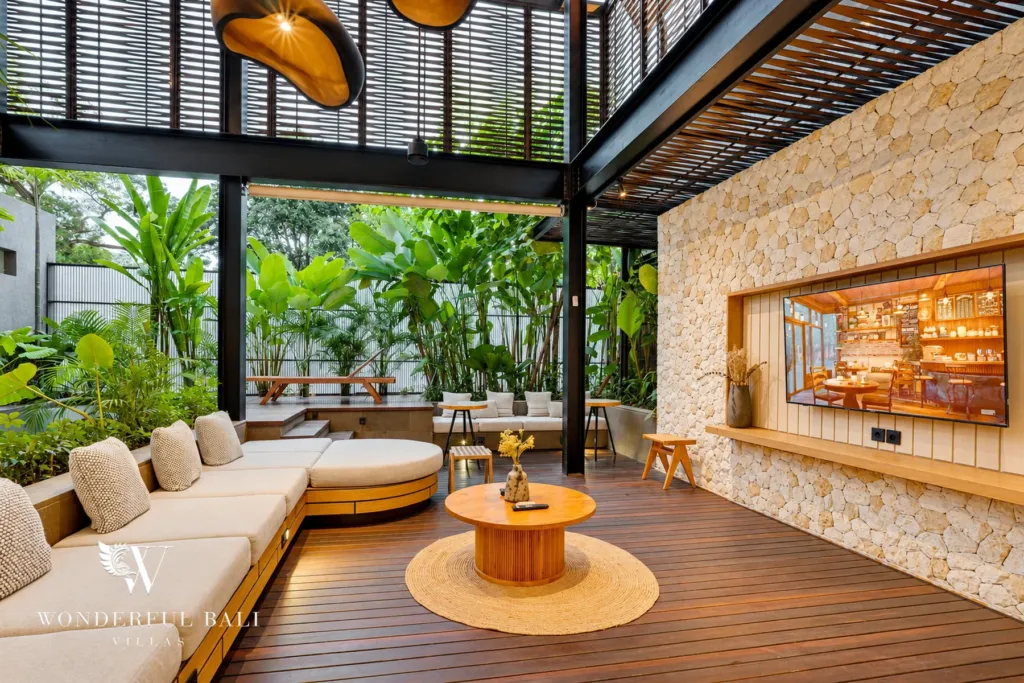 4BR villa for sale in Canggu — open living deck and sunken lounge