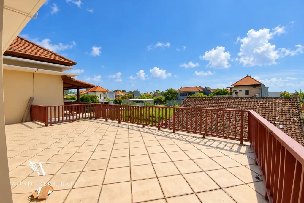 3BR villa for rent in Sanur — upstairs terrace with open views
