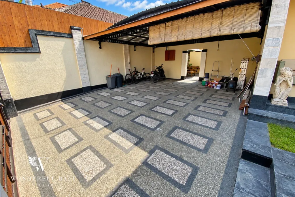 3BR villa for rent in Sanur — covered carport and courtyard
