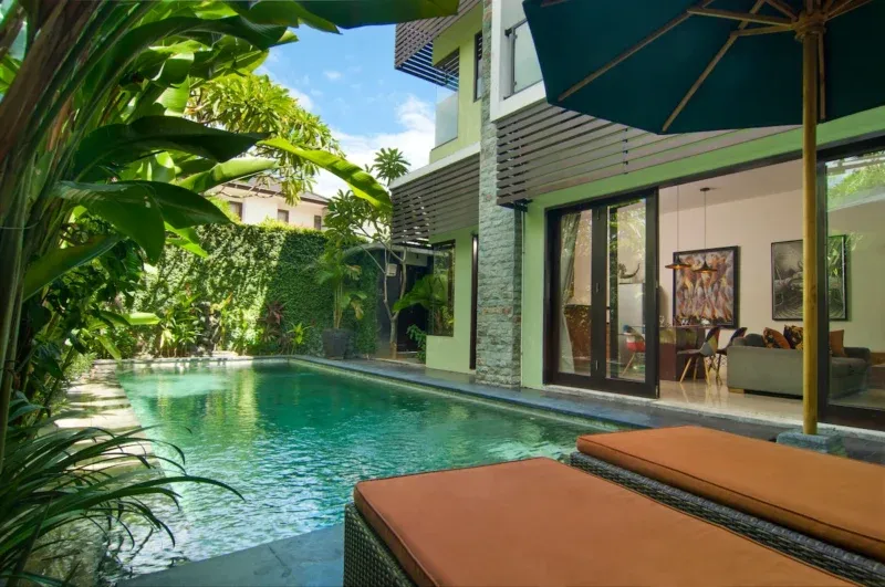 Private pool courtyard view at Villa Casaneo in Bali.