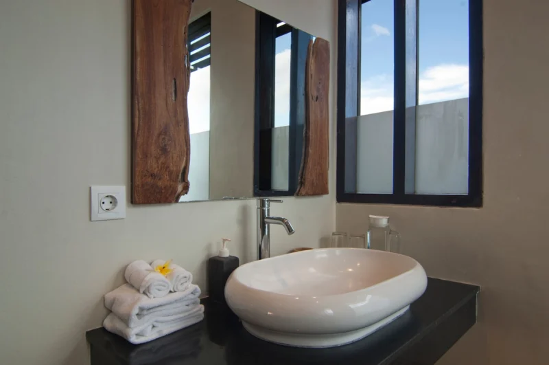 Modern bathroom interior at Villa Casaneo Bali.