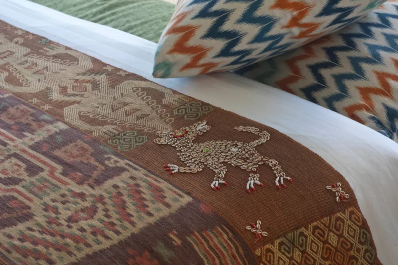 Beautiful Balinese and Indonesian art in the villa even the bed runners.
