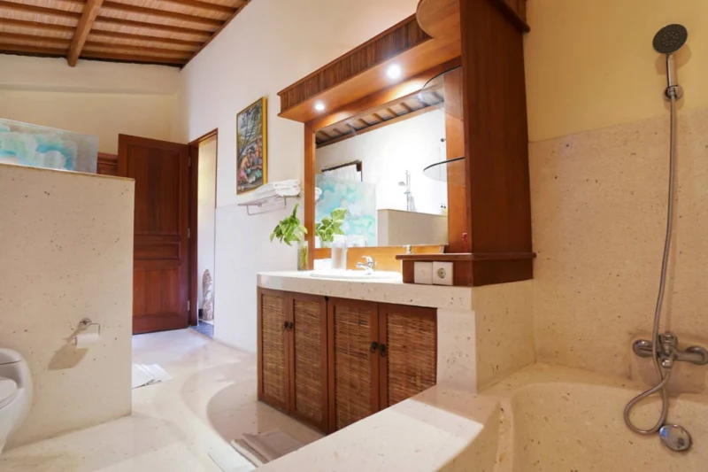 bathroom with shower and bathtub upstairs
