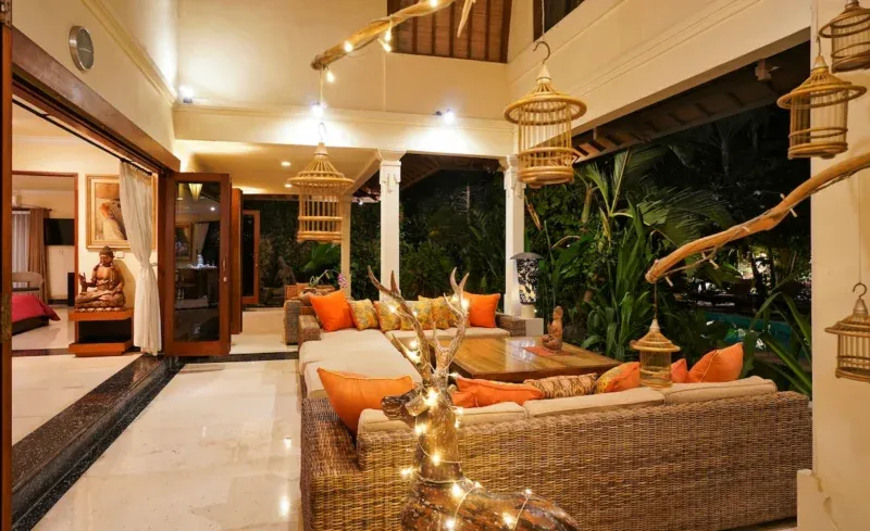 Garden terrace seating at Villa Bali Maja.